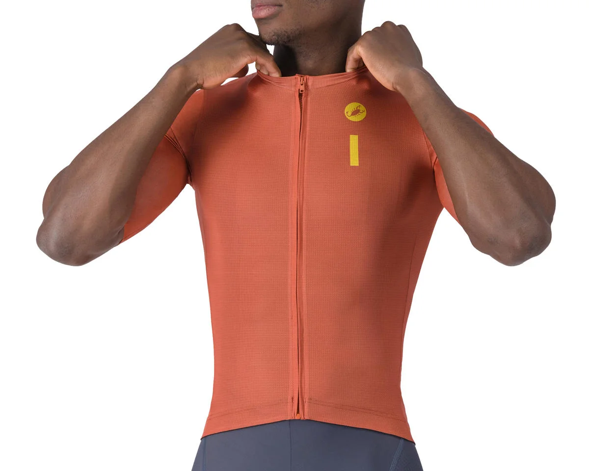 Castelli Drittone Logo Short Sleeve Jersey (Paprika/Mango Mojito) (S)